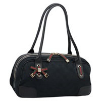 【原宿店限定】グッチ GUCCI ショルダーバッグ GGキャンバス プリンシー ウェブシェリーライン ブラック レッド 161720 レディース am8005A