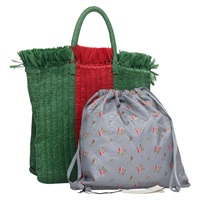 【原宿店限定】グッチ GUCCI ハンドバッグ ウェブシェリーライン ラフィア レッド グリーン 524810 レディース EC781V
