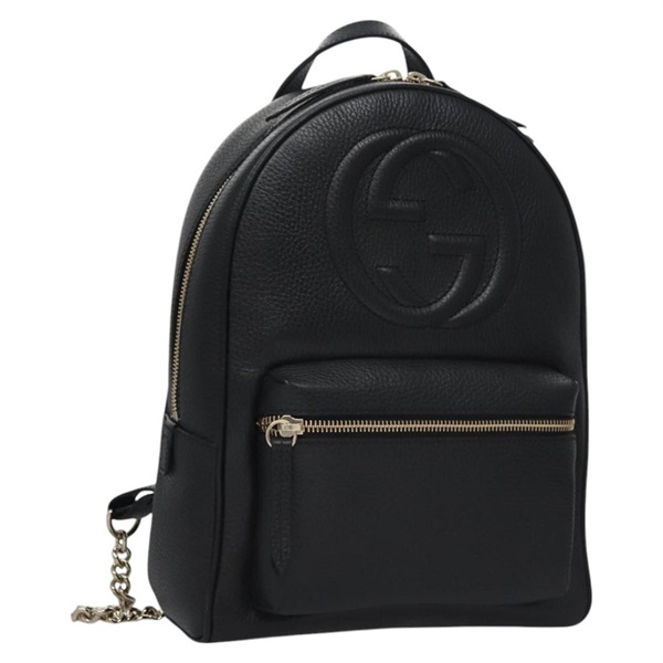 【原宿店限定】グッチ GUCCI バックパック チェーン インターロッキング レザー ゴールド ブラック 536192 レディース 115987AV