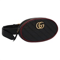 【原宿店限定】グッチ GUCCI ウエストバッグ GGマーモント レザー ブラック レッド レディース bs22241V