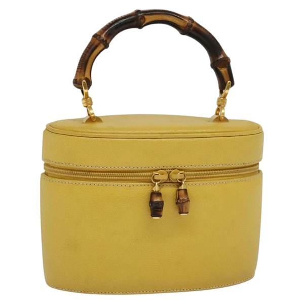 【原宿店限定】グッチ GUCCI 化粧ポーチ バンブー バニティ レザー イエロー 000 984 0232 レディース 112668
