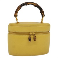 【原宿店限定】グッチ GUCCI 化粧ポーチ バンブー バニティ レザー イエロー 000 984 0232 レディース 112668