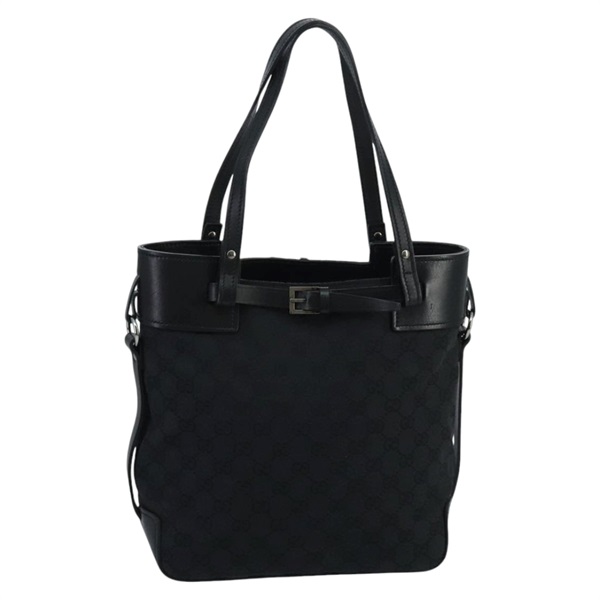 【原宿店限定】グッチ GUCCI トートバッグ GGキャンバス ブラック シルバー 107757 レディース ki5048V