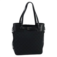 【原宿店限定】グッチ GUCCI トートバッグ GGキャンバス ブラック シルバー 107757 レディース ki5048V