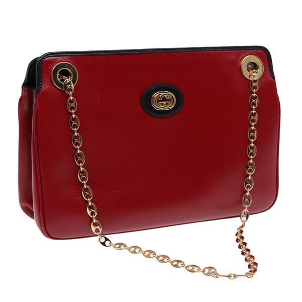 【原宿店限定】グッチ GUCCI ショルダーバッグ チェーン レザー レッド ゴールド 576422 レディース am6808V