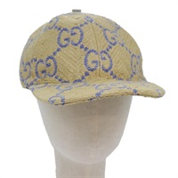 【原宿店限定】グッチ GUCCI キャップ GGキャンバス ラフィア L size ベージュ 701713 レディース am6474V
