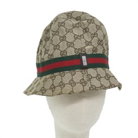 【原宿店限定】グッチ GUCCI ハット GGキャンバス ウェブシェリーライン  Mサイズ ベージュ レッド レディース am5574V