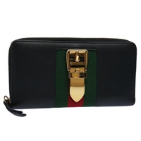 【原宿店限定】グッチ GUCCI 長財布 シルヴィ ウェブシェリーライン  レザー ブラック レッド 476083 レディース 60085AV