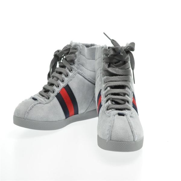 【原宿店限定】グッチ GUCCI 靴 シェリーライン スエード 5 1/2 レッド ネイビー レディース am2614sV