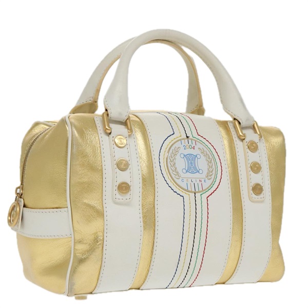 【原宿店限定】セリーヌ CELINE ボストンバッグ レザー ホワイト ゴールド レディース 96232AV