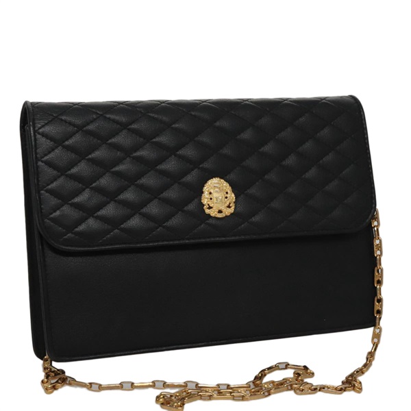 【原宿店限定】セリーヌ CELINE ショルダーバッグ チェーン レザー ブラック ゴールド レディース 107711V