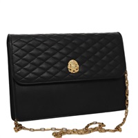 【原宿店限定】セリーヌ CELINE ショルダーバッグ チェーン レザー ブラック ゴールド レディース 107711V