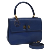 【原宿店限定】セリーヌ CELINE ハンドバッグ レザー 2way ブルー ゴールド レディース 108868V
