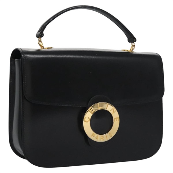 【原宿店限定】セリーヌ CELINE ハンドバッグ レザー ブラック ゴールド レディース BD058V