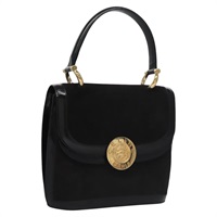 【原宿店限定】セリーヌ CELINE ハンドバッグ スエード ブラック ゴールド レディース BD112V