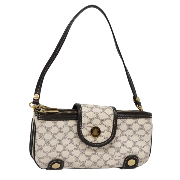 【原宿店限定】セリーヌ CELINE アクセサリーポーチ マカダムキャンバス PVCレザー ホワイト ゴールド レディース 93826AV