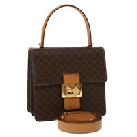 【原宿店限定】セリーヌ CELINE ハンドバッグ マカダムキャンバス PVCレザー 2way ブラウン レディース 46306V