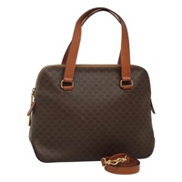 【原宿店限定】セリーヌ CELINE ハンドバッグ マカダムキャンバス PVCレザー 2way ゴールド ブラウン レディース ki5507V