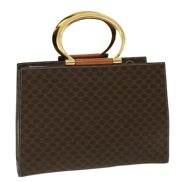【原宿店限定】セリーヌ CELINE ハンドバッグ マカダムキャンバス PVCレザー ブラウン レディース am3558V