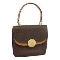 【原宿店限定】セリーヌ CELINE ハンドバッグ マカダムキャンバス PVCレザー ブラウン ゴールド レディース 105628V