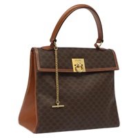 【原宿店限定】セリーヌ CELINE ハンドバッグ マカダムキャンバス PVCレザー ブラウン ゴールド レディース MY275V