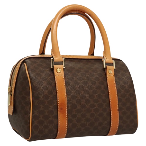 【原宿店限定】セリーヌ CELINE ハンドバッグ マカダムキャンバス PVCレザー ブラウン ゴールド レディース sw200V