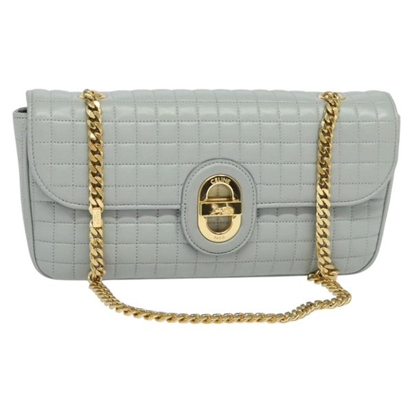 【原宿店限定】セリーヌ CELINE ショルダーバッグ キルティング チェーン ラムスキン グレー ゴールド レディース mr1084V