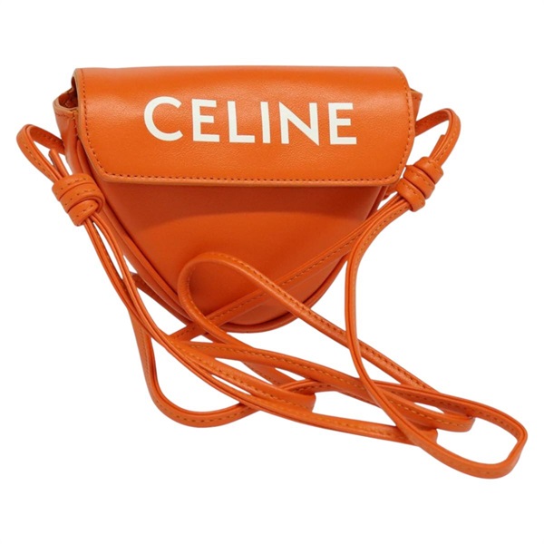 【原宿店限定】セリーヌ CELINE ショルダーバッグ トライアングル レザー オレンジ レディース MY058AM