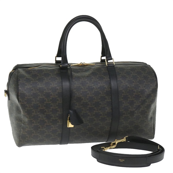 【原宿店限定】セリーヌ CELINE ボストンバッグ トリオンフキャンバス PVCレザー 2way ブラック レディース hk880V