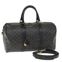 【原宿店限定】セリーヌ CELINE ボストンバッグ トリオンフキャンバス PVCレザー 2way ブラック レディース hk880V