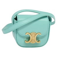 【原宿店限定】セリーヌ CELINE ミニクロード ショルダーバッグ トリオンフ レザー ライトブルー レディース 114195AV