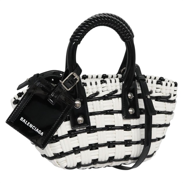 【原宿店限定】バレンシアガ BALENCIAGA ビストロXXS ハンドバッグ エナメル 2way ブラック ホワイト レディース 110276