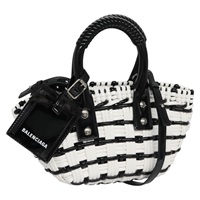 【原宿店限定】バレンシアガ BALENCIAGA ビストロXXS ハンドバッグ エナメル 2way ブラック ホワイト レディース 110276