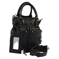 【原宿店限定】バレンシアガ BALENCIAGA ハンドバッグ ジャイアント ミニポンポン レザー 2way ブラック 285439 レディース ki5426V