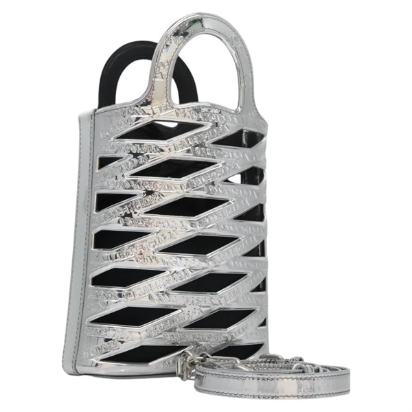 【原宿店限定】バレンシアガ BALENCIAGA ショルダーバッグ ネオフォンホルダー エナメル シルバー 660787 レディース 110436AV