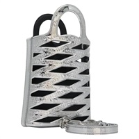【原宿店限定】バレンシアガ BALENCIAGA ショルダーバッグ ネオフォンホルダー エナメル シルバー 660787 レディース 110436AV