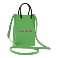 【原宿店限定】バレンシアガ BALENCIAGA ショルダーバッグ フォンケース レザー グリーン シルバー 593826 レディース 91748AV