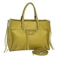 【原宿店限定】バレンシアガ BALENCIAGA ハンドバッグ ザ ペーパーミニ レザー イエロー シルバー 370926 レディース ki5506
