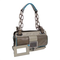 【原宿店限定】バレンシアガ BALENCIAGA ショルダーバッグ ターンロック チェーン レザー ベージュ グレー レディース am6814V
