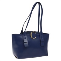 【原宿店限定】クロエ Chloe C ミディアム  ショルダーバッグ レザー ブルー ゴールド レディース BD1375V