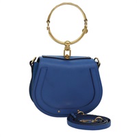 【原宿店限定】クロエ Chloe ハンドバッグ ナイル  レザー スエード 2way ブルー ゴールド レディース 89234AV