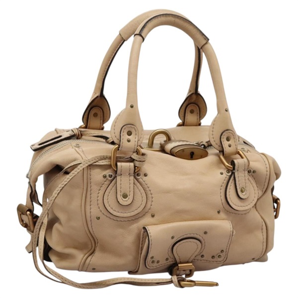 【原宿店限定】クロエ Chloe パディントン ショルダーバッグ レザー ベージュ ゴールド レディース am7903V