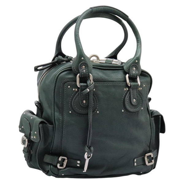 【原宿店限定】クロエ Chloe パディントン ショルダーバッグ レザー グリーン シルバー レディース 113085V