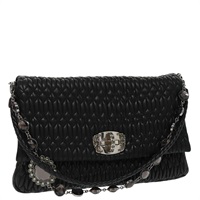 【原宿店限定】ミュウ ミュウ Miu Miu ショルダーバッグ マテラッセ ビジュー レザー ブラック レディース am7147AV