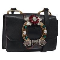 【原宿店限定】ミュウ ミュウ Miu Miu ショルダーバッグ レザー ブラック ゴールド レディース MX101AV