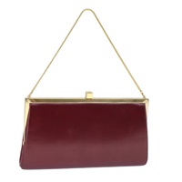 【原宿店限定】バーバリー BURBERRY ショルダーバッグ チェーン がま口 レザー レッド ゴールド レディース 105703V
