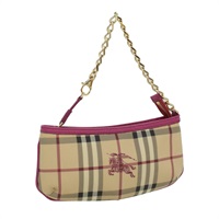 【原宿店限定】バーバリー BURBERRY アクセサリーポーチ ノバチェック  チェーン PVCレザー ベージュ ピンク レディース yk5442V