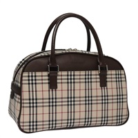 【原宿店限定】バーバリー BURBERRY ハンドバッグ ノバチェック キャンバス ベージュ シルバー レディース FF4243V