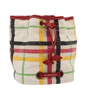 【原宿店限定】バーバリー BURBERRY ポーチ ノバチェック 巾着 キャンバス ホワイト レディース 81448V