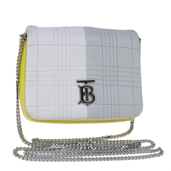 【原宿店限定】バーバリー BURBERRY ショルダーバッグ TB チェーン レザー ホワイト イエロー レディース 102462V